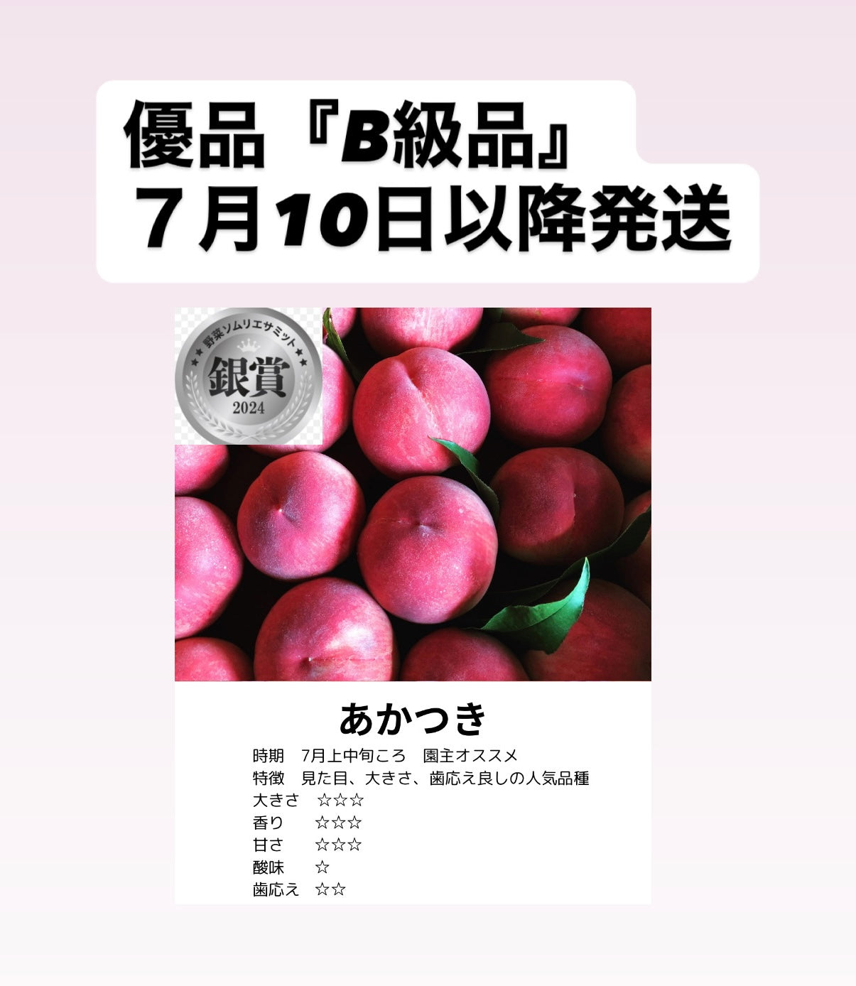 7月10日以降発送　あかつき【優品】B級品　2ｋｇ箱（5〜10玉入り）